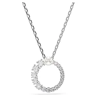 Collier Matrix en Métal Rhodié avec Perle et Cristaux Swarovski - 38 - 45 cm. Color: blanc | Doucet Latendresse