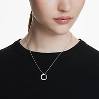 Collier Matrix en Métal Rhodié avec Perle et Cristaux Swarovski - 38 - 45 cm. Color: blanc | Doucet Latendresse