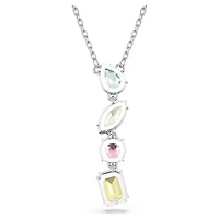 Collier Gema Y en Métal Rhodié avec Cristaux Swarovski - 38 - 45 cm. Color: blanc | Doucet Latendresse