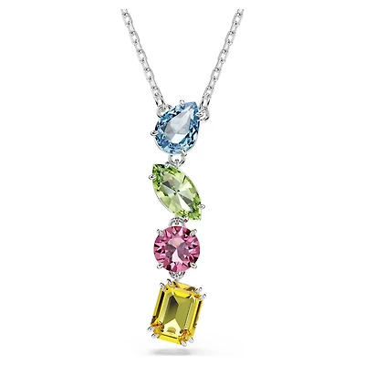 Collier Gema Y en Métal Rhodié avec Cristaux Swarovski - 38 - 45 cm. Color: blanc | Doucet Latendresse