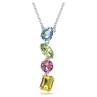 Collier Gema Y en Métal Rhodié avec Cristaux Swarovski - 38 - 45 cm. Color: blanc | Doucet Latendresse