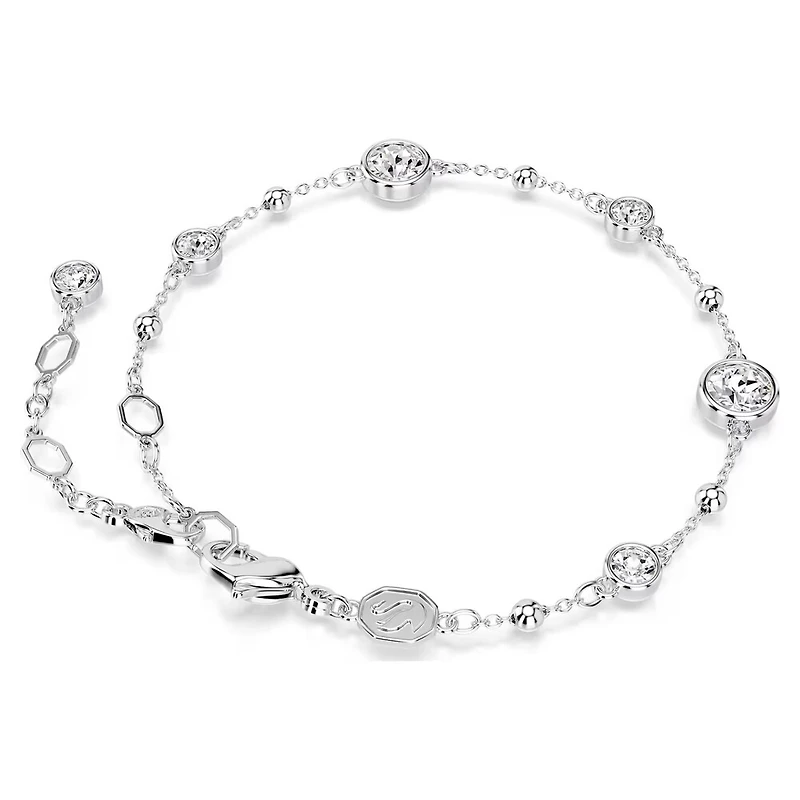 Bracelet Imber en Métal Rhodié avec Cristaux Swarovski - 16.5 - 19.5 cm. Color: blanc | Doucet Latendresse