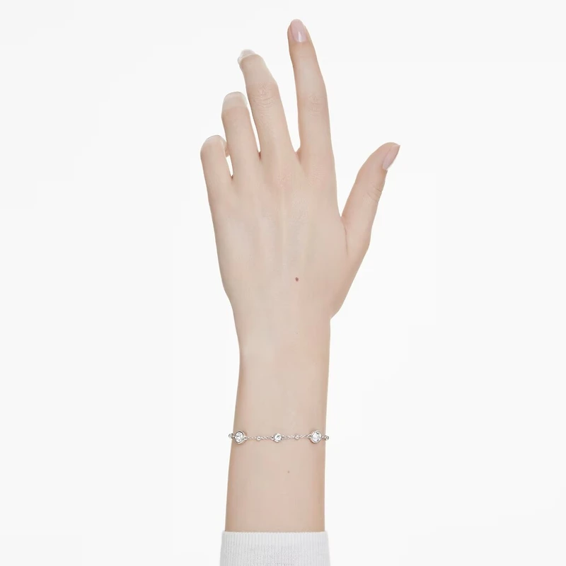 Bracelet Imber en Métal Rhodié avec Cristaux Swarovski - 16.5 - 19.5 cm. Color: blanc | Doucet Latendresse