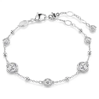 Bracelet Imber en Métal Rhodié avec Cristaux Swarovski - 16.5 - 19.5 cm. Color: blanc | Doucet Latendresse