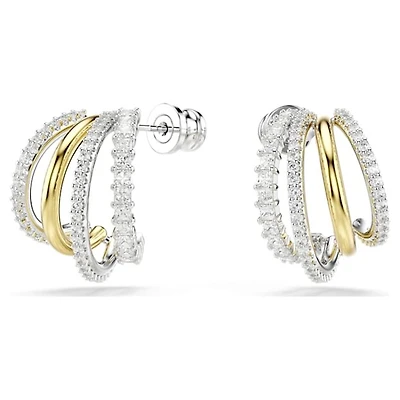 Mixed Metal Triple Hoop Earrings with Crystals | Doucet Latendresse