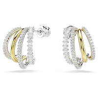 Boucles d’Oreilles Anneaux Triples en Métaux Mixtes avec Cristaux | Doucet Latendresse