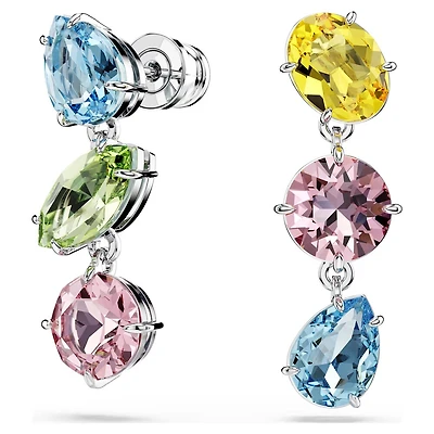 Pendantes d'Oreilles Gema en Métal Rhodié avec Cristaux Swarovski - 2.6 x 0.9 cm. Color: blanc | Doucet Latendresse
