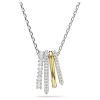 Collier Pendentif Bimétal avec Barres Incrustées de Cristaux. Color: blanc | Doucet Latendresse