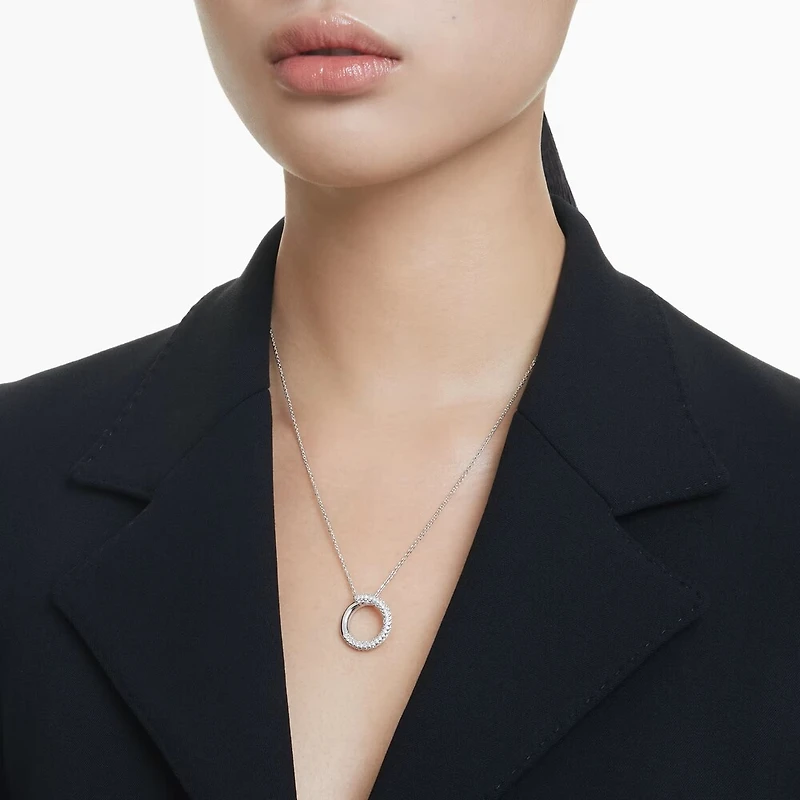 Collier Dextera en Métal Rhodié avec Cristaux Swarovski - 50 - 57 cm. Color: blanc | Doucet Latendresse