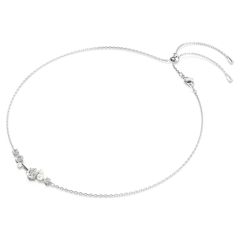Collier Constella en Métal Rhodié avec Perles et Cristaux Swarovski - 48cm. Color: blanc | Doucet Latendresse