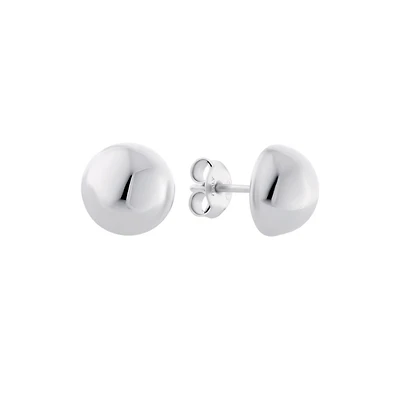 Sterling Silver Domed Stud Earrings – Rhodium Plated. Color: white | Doucet Latendresse