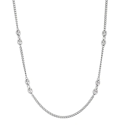 Collier en Argent Sterling à Maillons avec Fini Rhodium. Color: blanc | Doucet Latendresse