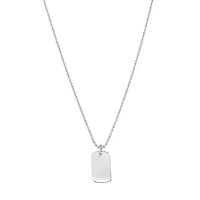 Collier Plaque Militaire en Argent Sterling avec Chaîne à Billes - Plaqué Rhodium. Color: blanc | Doucet Latendresse