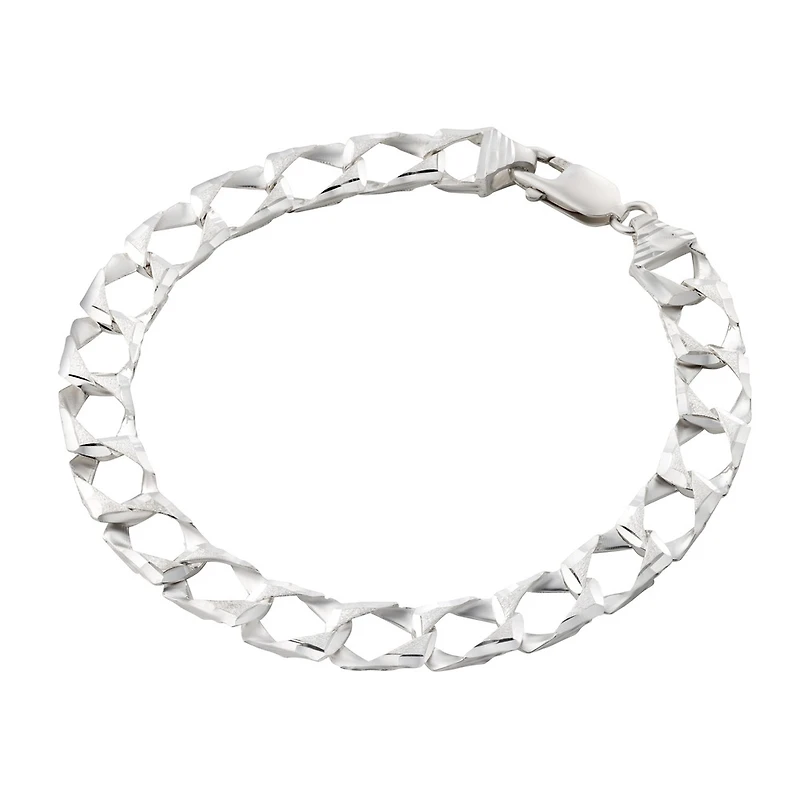 Bracelet à Maillons Gourmette en Argent Sterling. Color: blanc | Doucet Latendresse