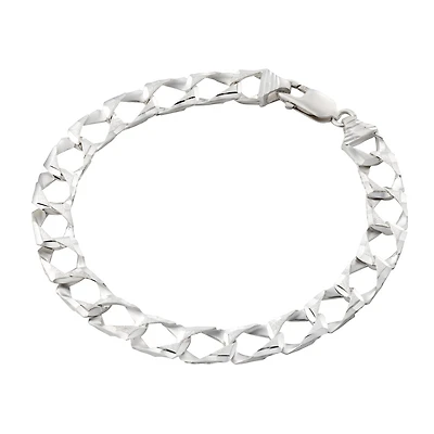 Bracelet à Maillons Gourmette en Argent Sterling. Color: blanc | Doucet Latendresse