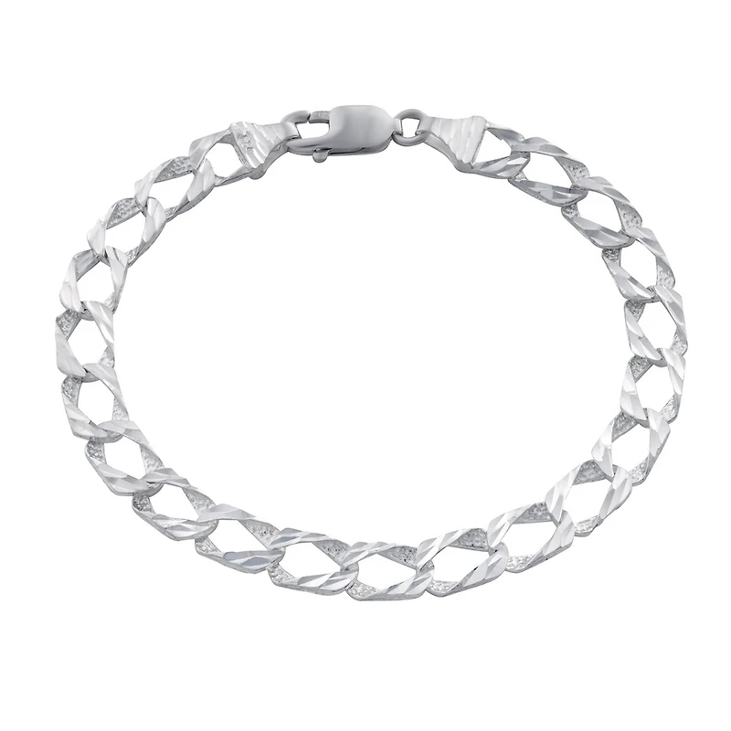 Bracelet à Mailles Gourmette en Argent Sterling. Color: blanc | Doucet Latendresse