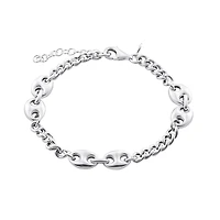 Bracelet en Argent Sterling à Maillons Ovales avec Fini Rhodié. Color: blanc | Doucet Latendresse