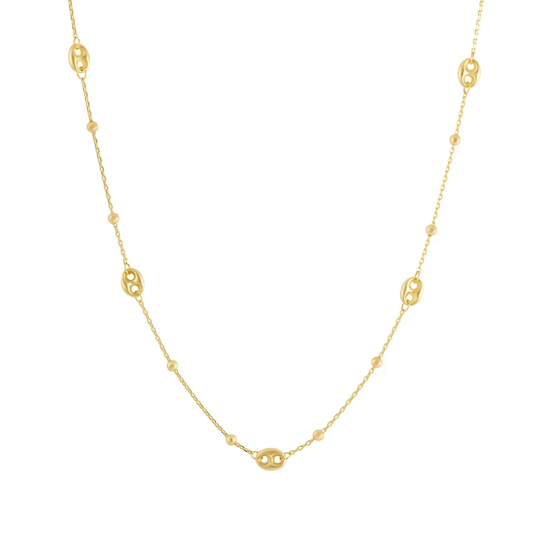 Collier Chaîne à Billes et Maillons Ovales en Or Jaune 10K - 17