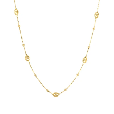 Collier Chaîne à Billes et Maillons Ovales en Or Jaune 10K - 17