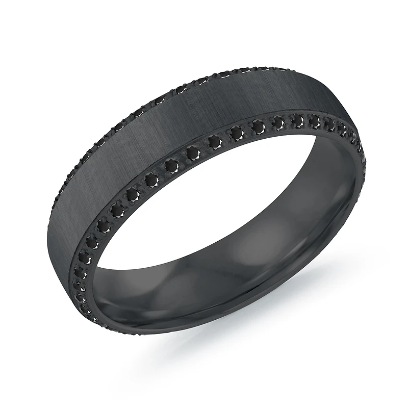 Bague pour Homme en Acier Inoxydable Noir avec Zircon Cubique Noir – 6 mm. Color: noir | Doucet Latendresse
