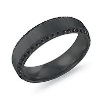 Bague pour Homme en Acier Inoxydable Noir avec Zircon Cubique Noir – 6 mm. Color: noir | Doucet Latendresse