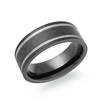 Bague pour Homme en Acier avec Incrustation de Fibre de Carbone – 8 mm. Color: noir | Doucet Latendresse