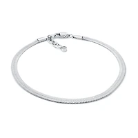 Chaîne de Cheville en Acier Inoxydable Motif Épi avec Breloque en Zircon Cubique – 4 mm, 9