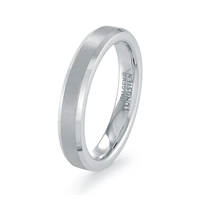 Bague en Tungstène Brossé avec Bords Polis – 4mm. Color: gris | Doucet Latendresse