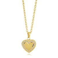 Collier en Acier Inoxydable Doré avec Pendentif Cœur et Zircon Cubique – 18