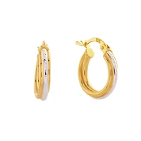 Boucles d’Oreilles Anneaux en Or Bicolore 10K – 10mm. Color: 2 tons | Doucet Latendresse