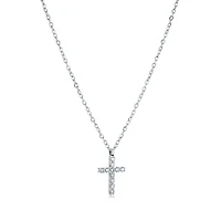 Collier Pendentif Croix en Acier Inoxydable avec Zircon Cubique – 16