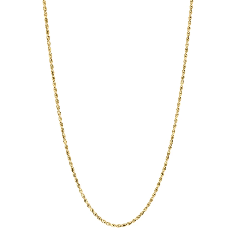 Collier Chaîne Corde en Acier Inoxydable Doré – 2 mm, 18