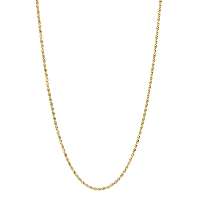 Gold Tone Stainless Steel Rope Chain Necklace – 2mm, 18