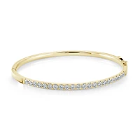 Bracelet Rigide en Acier Inoxydable Doré avec Zircon Cubique – 6.25