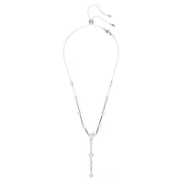 Collier en Y Constella en Métal Rhodié avec Perles et Cristaux Swarovski - 38 - 48 cm. Color: blanc | Doucet Latendresse