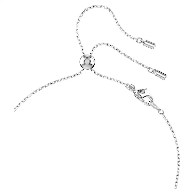 Collier en Y Constella en Métal Rhodié avec Perles et Cristaux Swarovski - 38 - 48 cm. Color: blanc | Doucet Latendresse