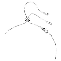 Collier en Y Constella en Métal Rhodié avec Perles et Cristaux Swarovski - 38 - 48 cm. Color: blanc | Doucet Latendresse