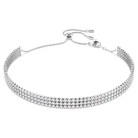 Ras-de-cou Matrix en Métal Rhodié avec Cristaux Swarovski - 30 - 42.5 cm. Color: blanc | Doucet Latendresse