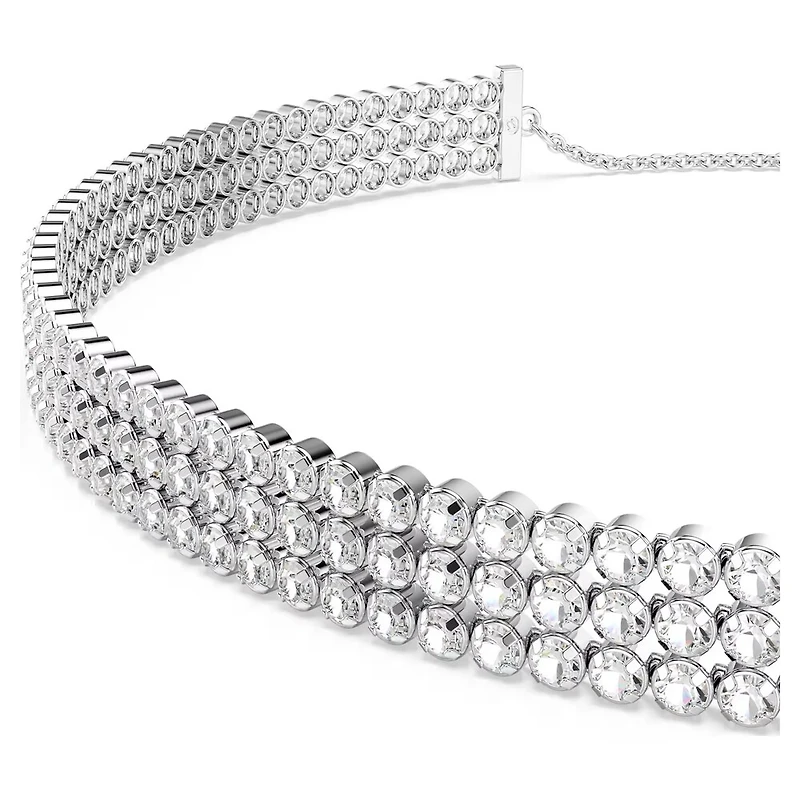 Ras-de-cou Matrix en Métal Rhodié avec Cristaux Swarovski - 30 - 42.5 cm. Color: blanc | Doucet Latendresse