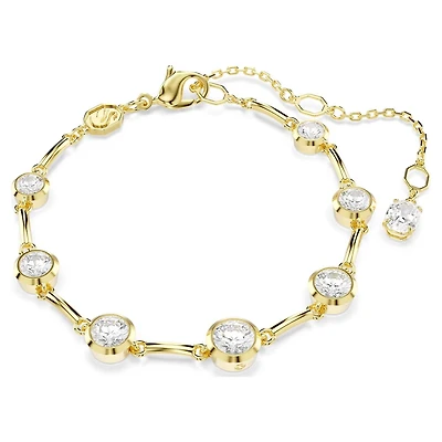 Imber Bracelet in Gold Plated Metal with Pink Swarovski Crystal - 19.5cm. Color: yellow | Doucet Latendresse