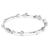 Bracelet Constella en Métal Rhodié avec Perles et Cristaux Swarovski - 20cm. Color: blanc | Doucet Latendresse