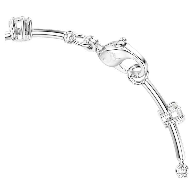 Bracelet Constella en Métal Rhodié avec Perles et Cristaux Swarovski - 20cm. Color: blanc | Doucet Latendresse