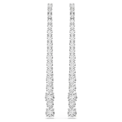 Boucles d’Oreilles Longues Pendantes en Cristal Plaqué Rhodium. Color: blanc | Doucet Latendresse