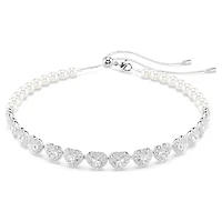 Ras-de-cou Ariana Grande x Swarovski en Métal Rhodié avec Perles et Cristaux Swarovski - 30 - 44 cm. Color: blanc | Doucet Latendresse
