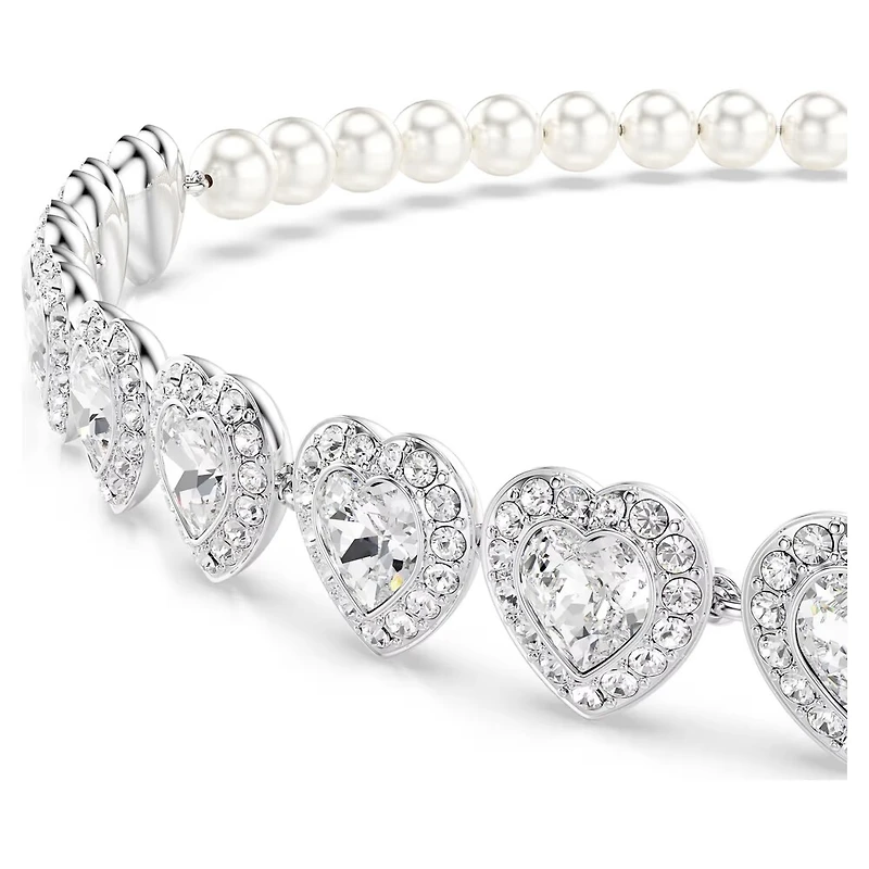 Ras-de-cou Ariana Grande x Swarovski en Métal Rhodié avec Perles et Cristaux Swarovski - 30 - 44 cm. Color: blanc | Doucet Latendresse