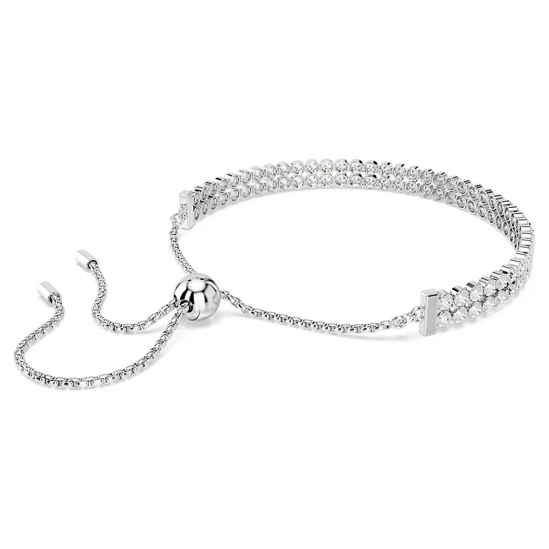 Matrix Bracelet in Rhodium-Plated Metal with Swarovski Crystals - 9.5