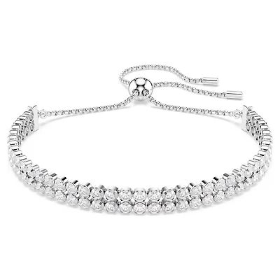 Matrix Bracelet in Rhodium-Plated Metal with Swarovski Crystals - 9.5