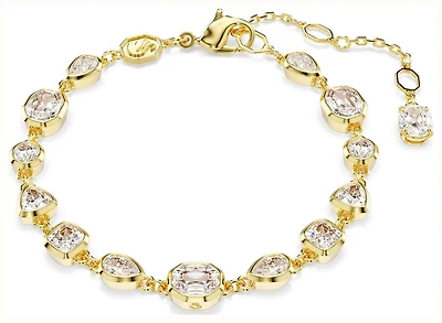 Imber Bracelet in Gold Plated Metal with Pink Swarovski Crystal - 20.5cm. Color: yellow | Doucet Latendresse