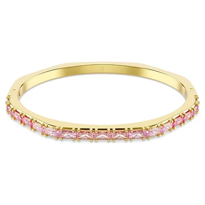 Matrix Bangle in Gold Plated Metal with Pink Swarovski Crystals - 17cm. Color: yellow | Doucet Latendresse