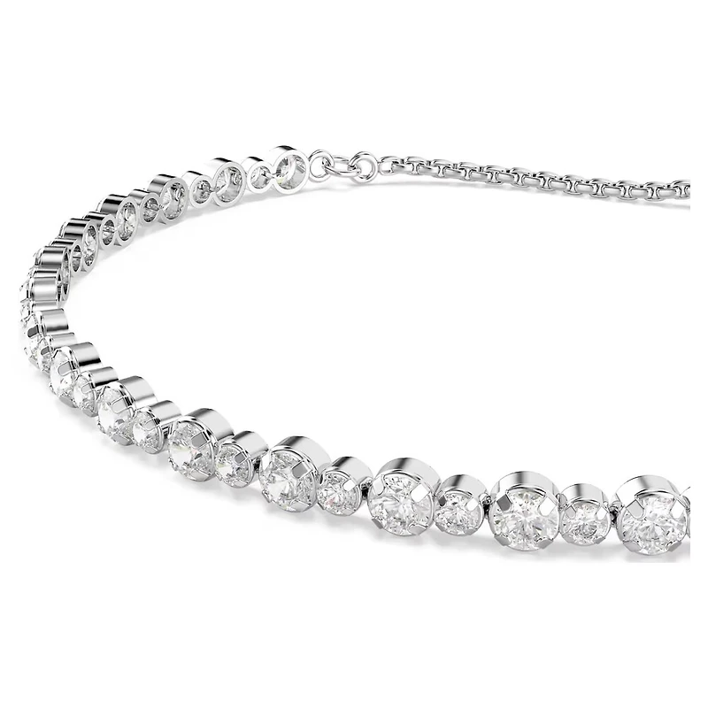 Matrix Tennis Bracelet in Rhodium-Plated Metal with Swarovski Crystals - 9.5